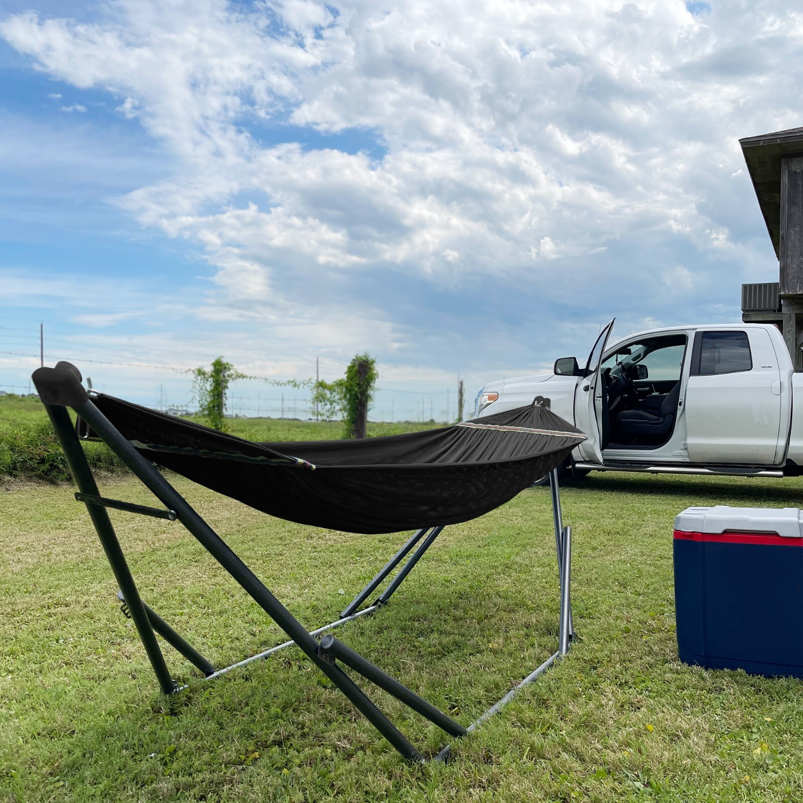 Tranquillo Adjustable Hammock Stand Camping Hammock and Stand 550lb, Black