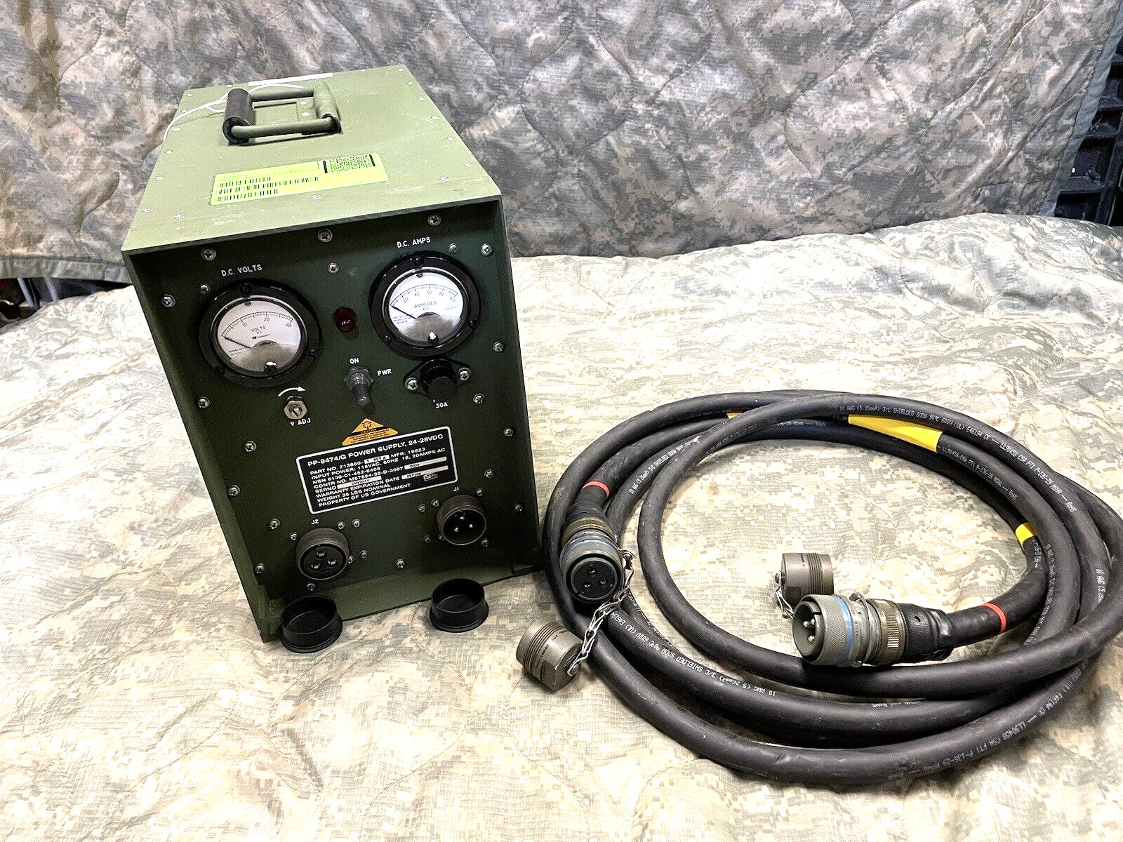 USMC POWER SUPPLY PP-8474/G MILITARY RADIO 24 18-30 VOLT DC 60A SINCGARS w Cable