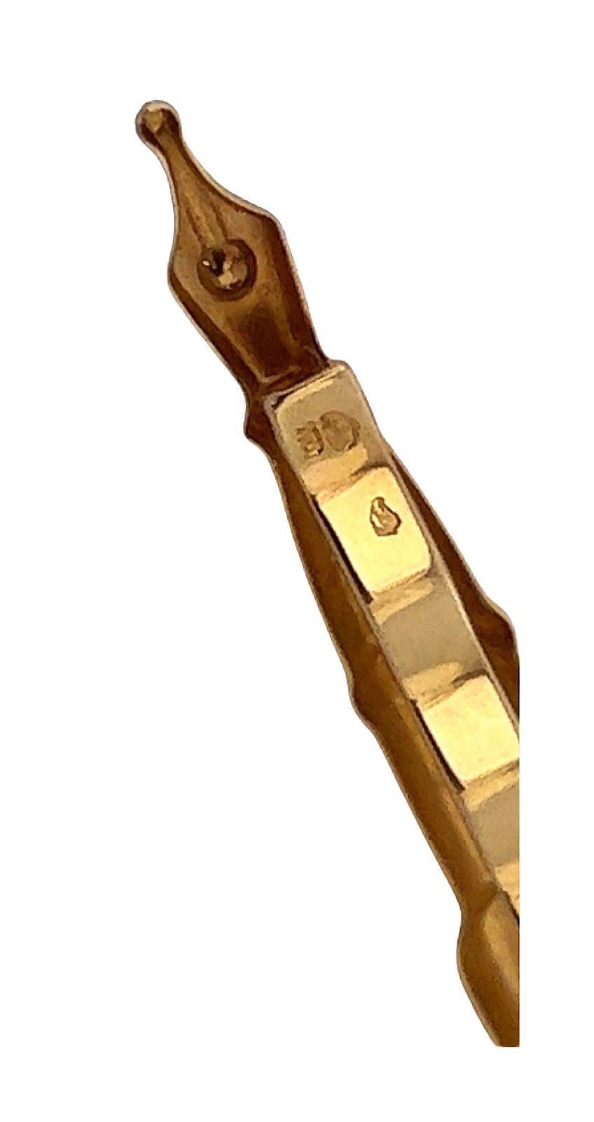 Unique Gold tie clip miniature fountain pen in yellow and white gold France
