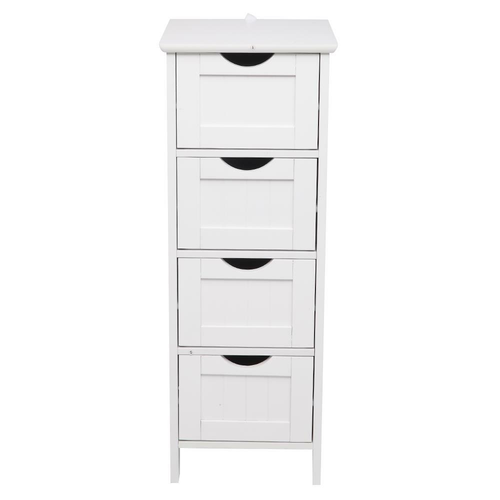 4 Drawers Bathroom Floor Cabinet Storage Organizer White Free Standing Cabinet