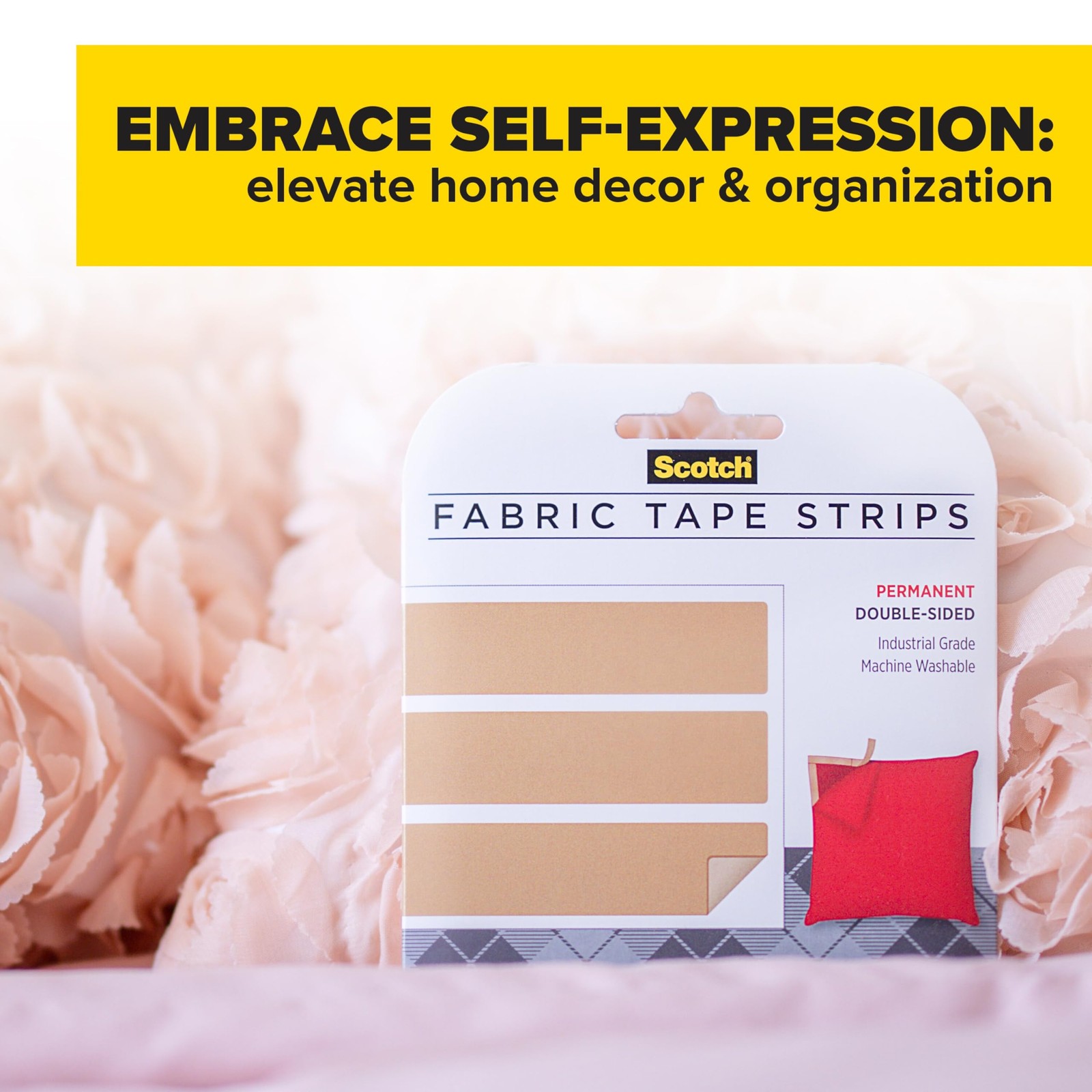 Scotch Permanent Fabric Tape Strips, 0.75 in. in x 4 x 0.01 in, Clear