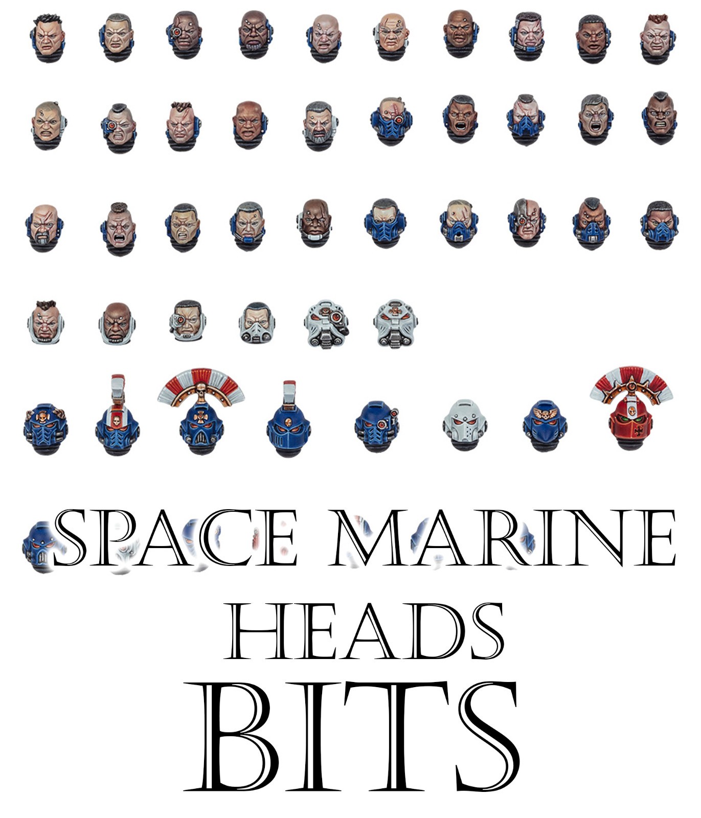 Warhammer 40k Space Marine Heads Bits, Games Workshop,