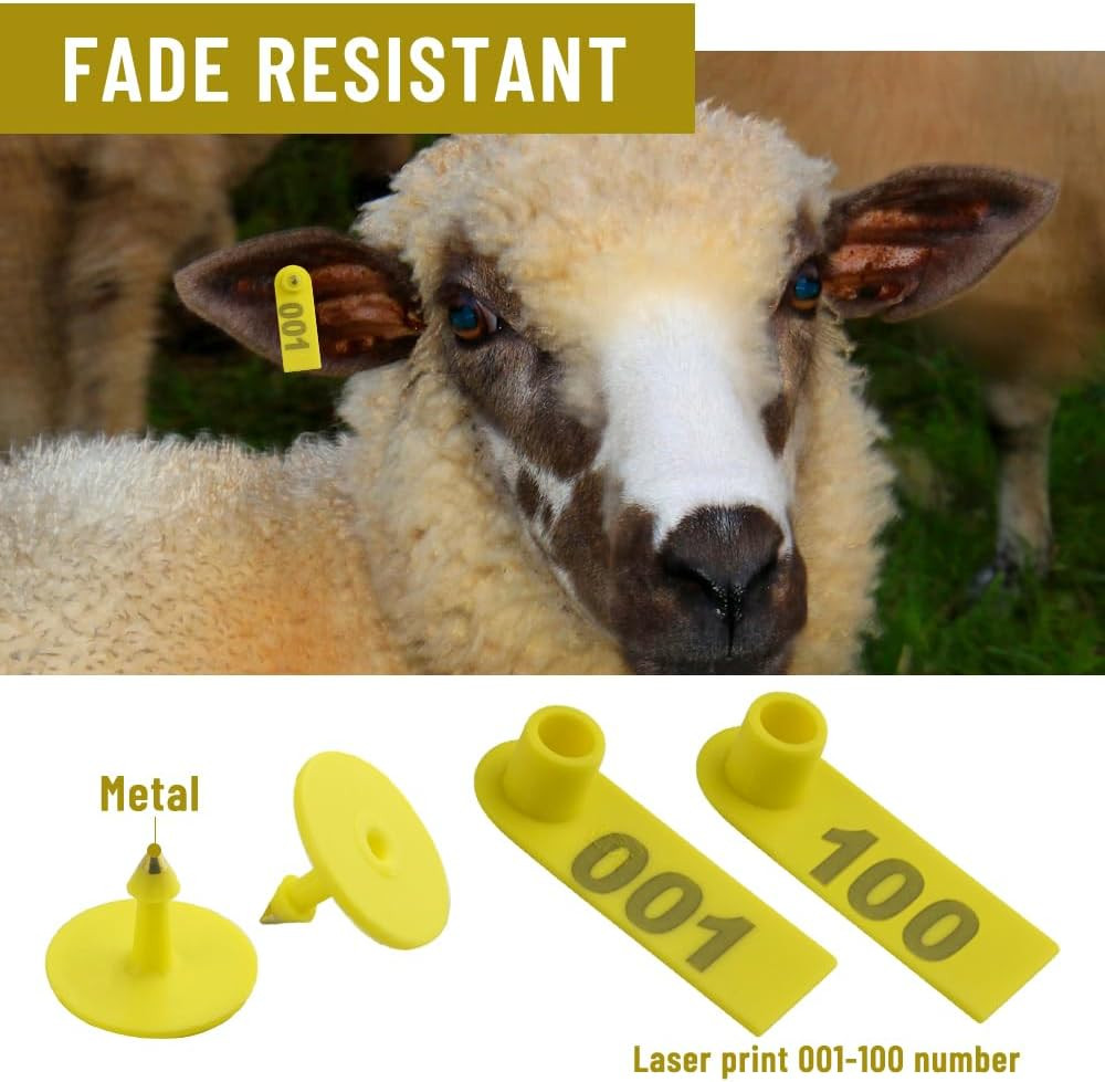 WMYCONGCONG 400 PCS 1-100 Plastic Livestock Ear Tag Animal Tag for Goat Sheep Pi
