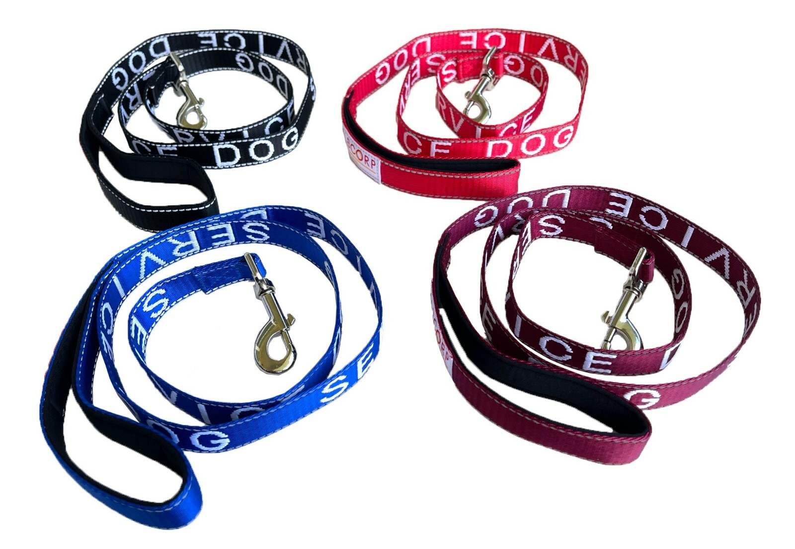 Albcorp Service Dog Leash - Embroidered- Padded Neoprene Handle and Reflective