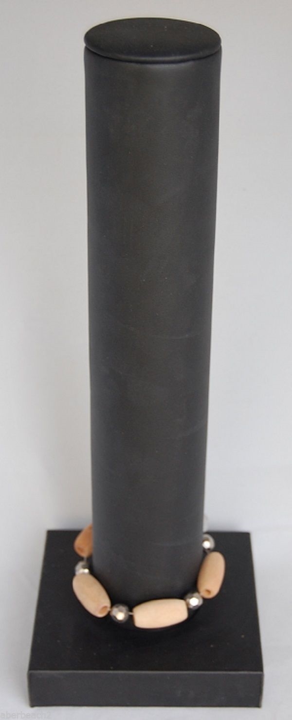 Hair Band Bangle Bracelet Display Black Faux Leather 4 1/4" Dia. x 13"H