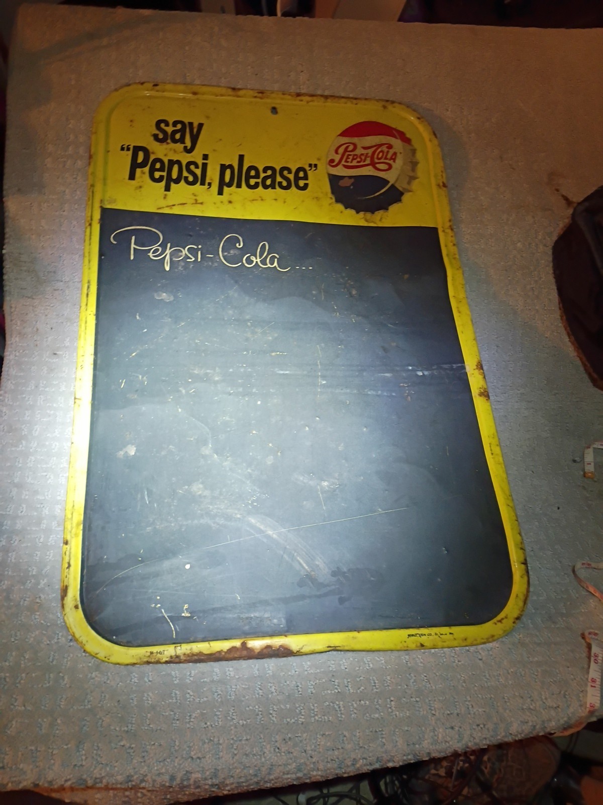 Clean SAY "PEPSI PLEASE" PEPSI COLA CHALKBOARD METAL SIGN M-167 MADE IN USA