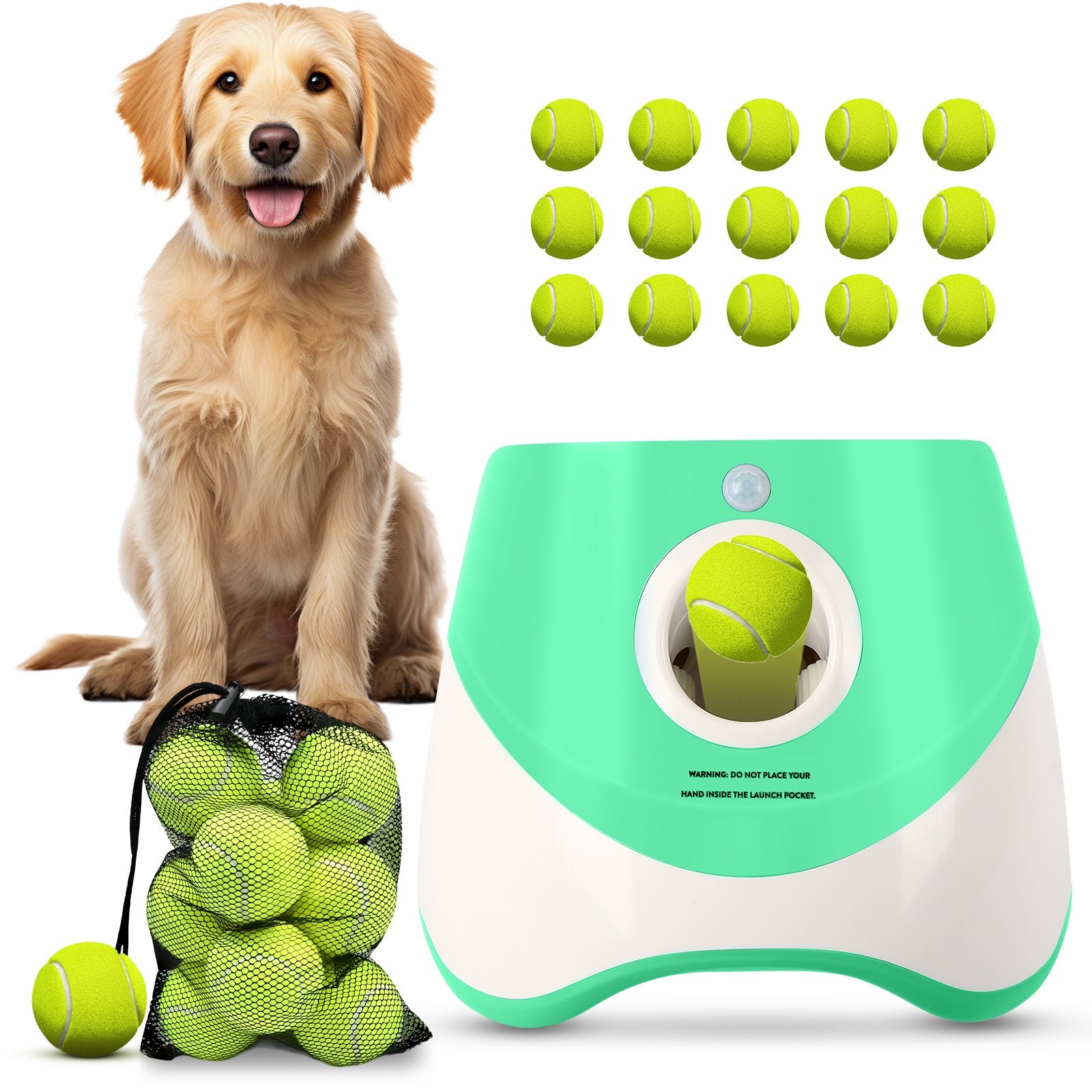 Indoor Auto Ball Thrower 2" Mini Ball 3 Modes Interactive Toy Small Medium Dogs