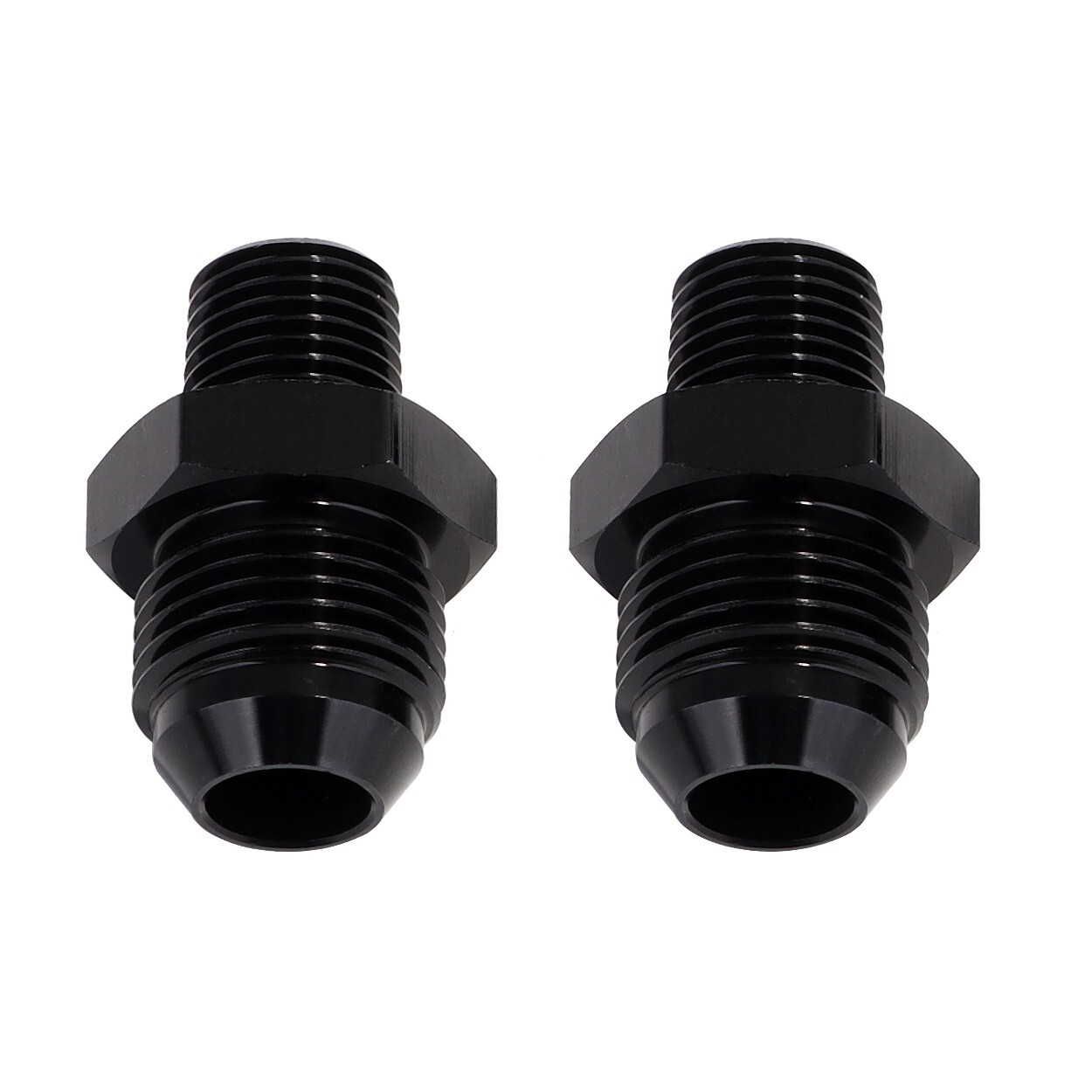3/8" NPT to 6AN Fitting Male Straight Fittings Adapter Aluminum Black 2Pcs