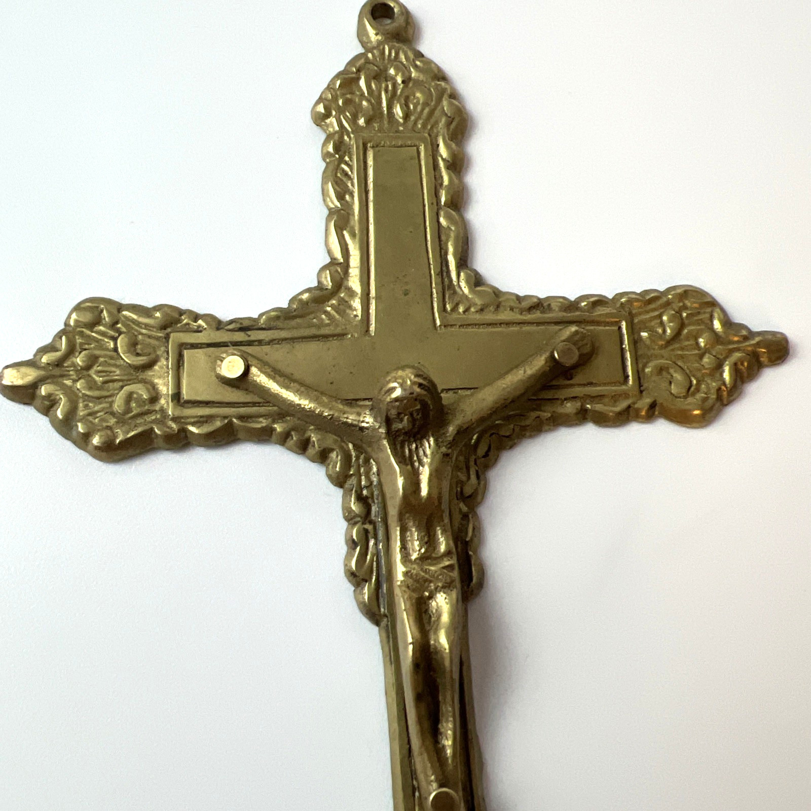 Vintage Ornate Brass Crucifix Wall Hanging Cross Catholic Religious Jesus