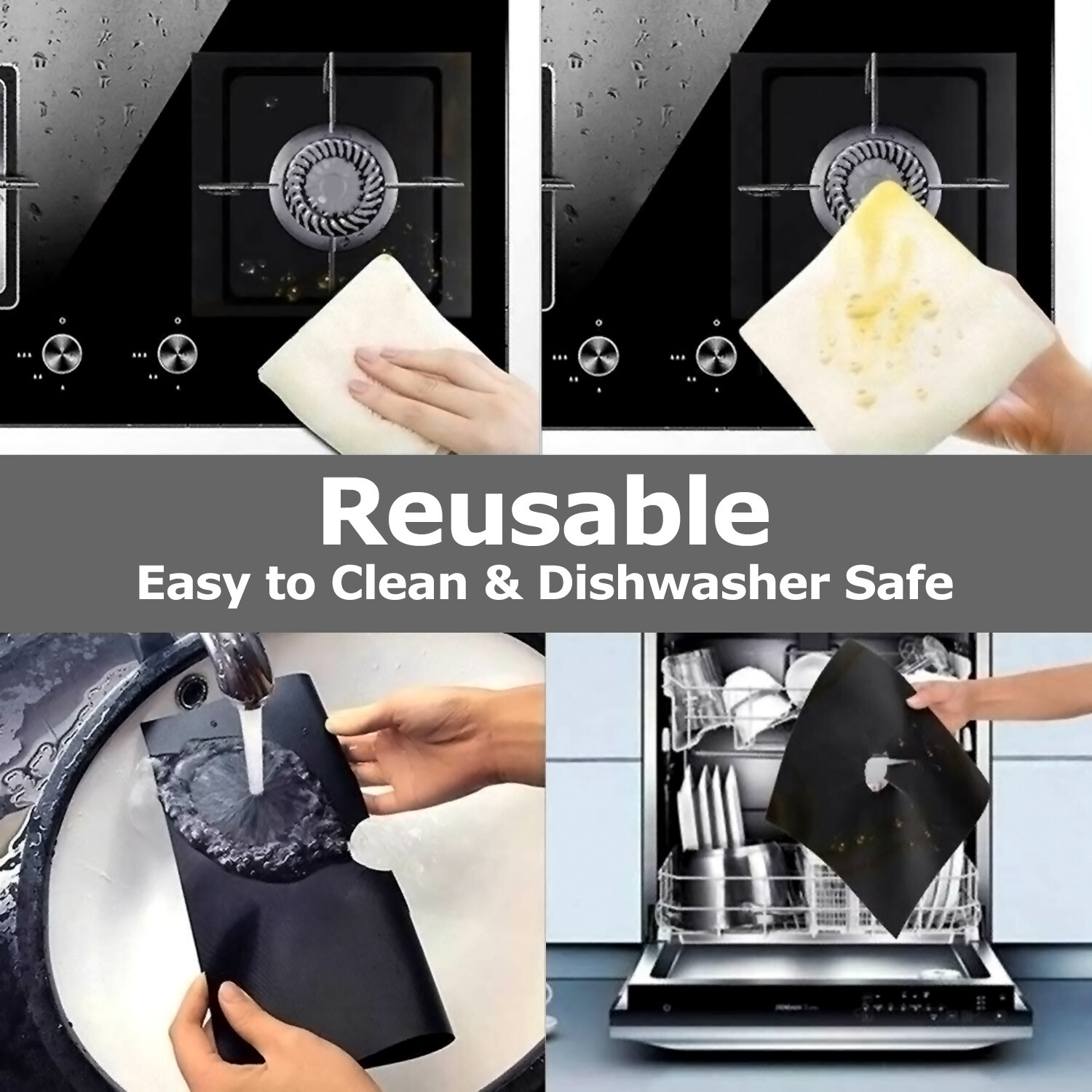 Gas Range Stove Top Burner Cover Protector Reusable Liner Clean Cook Non-stick