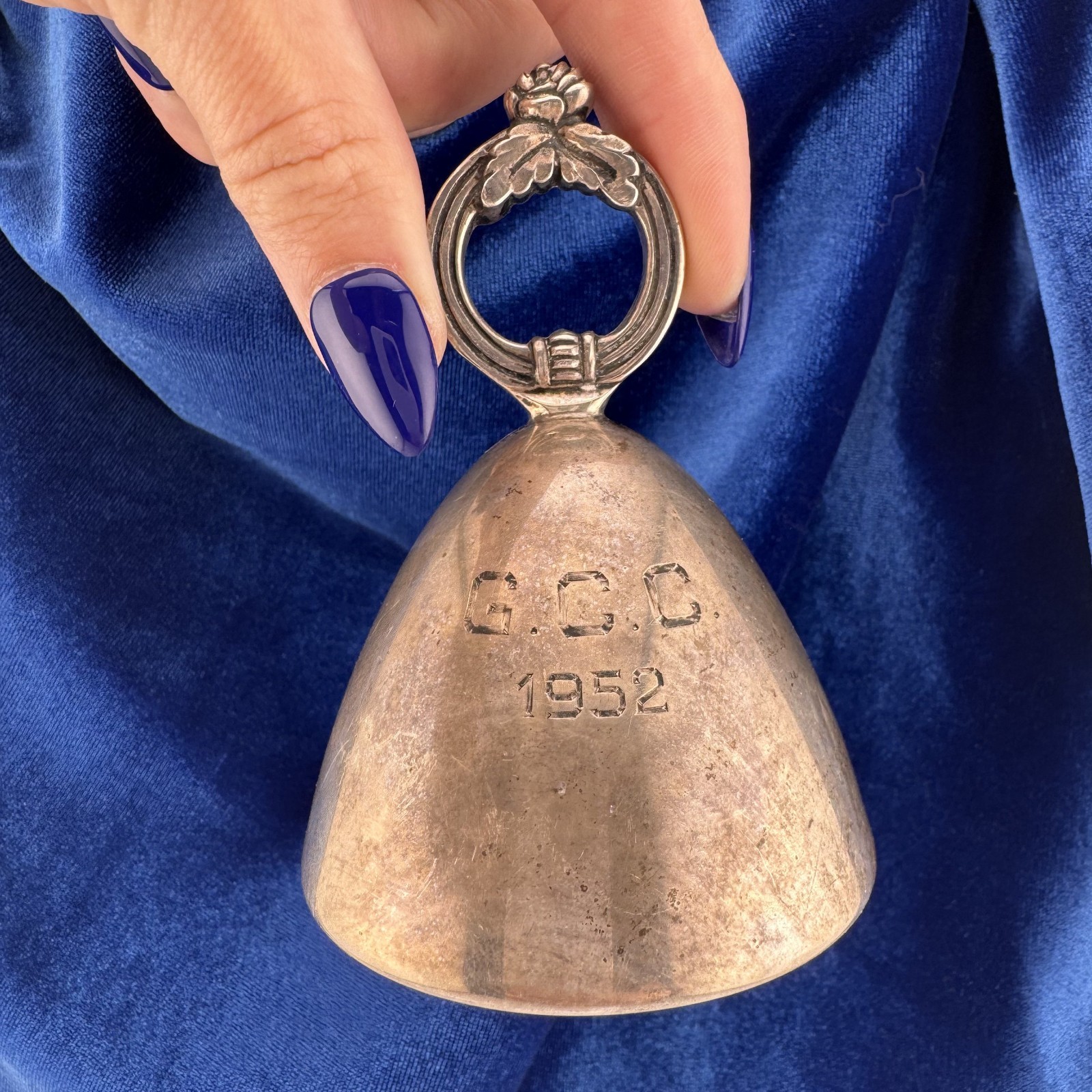 Vintage 1952 Sterling Silver Bell Monogrammed 103.7g 3.5” Tall