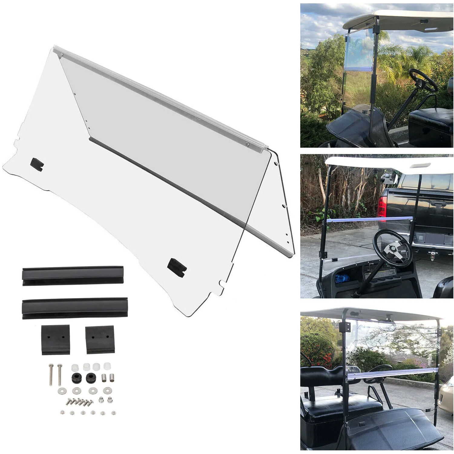 Folding Acrylic Golf Cart Clear Windshield For EZGO TXT Medalist 1994-2014 2013