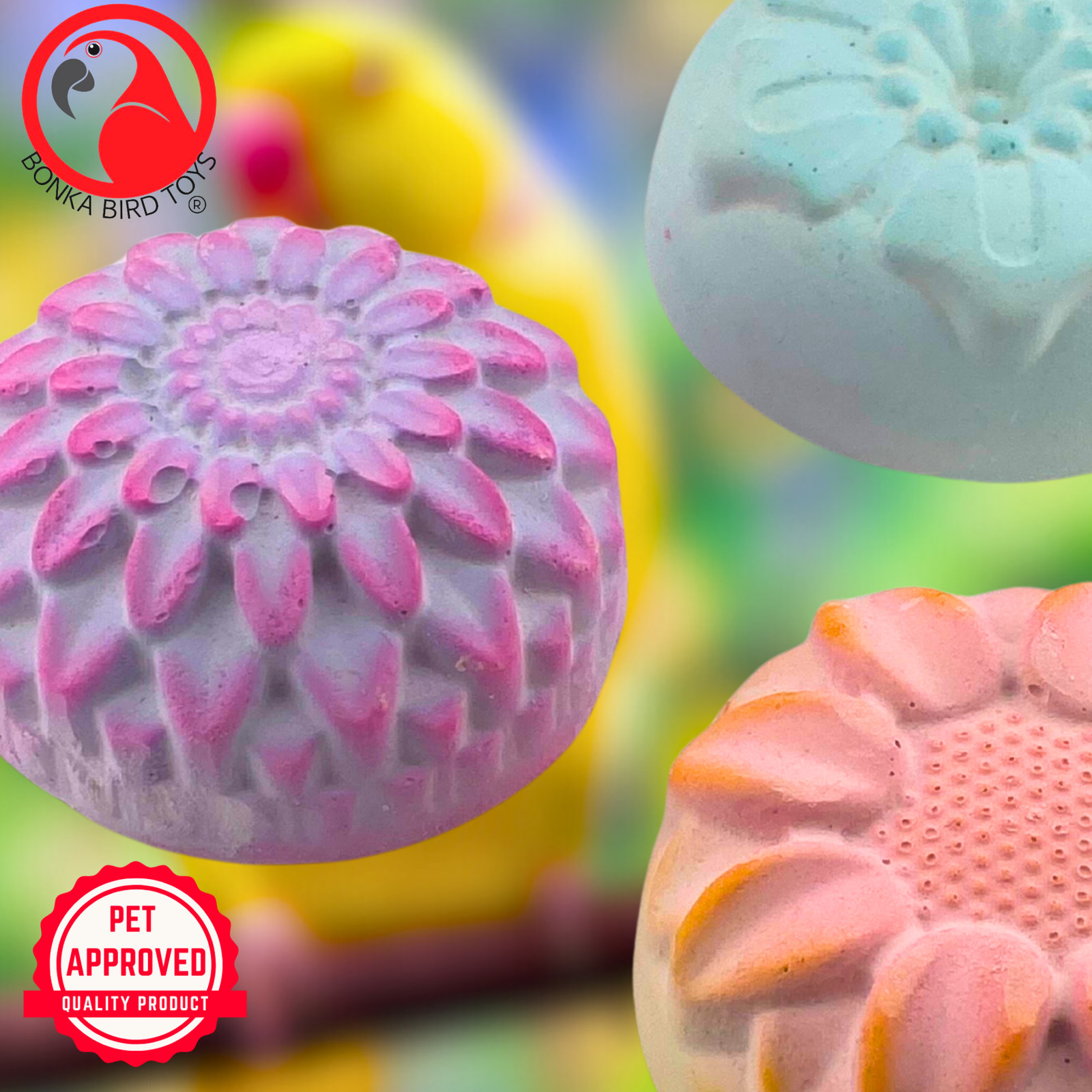 Bonka Bird Toys 2860 Flower Power Calcium Treat Parrot Beak Bone Health Mineral