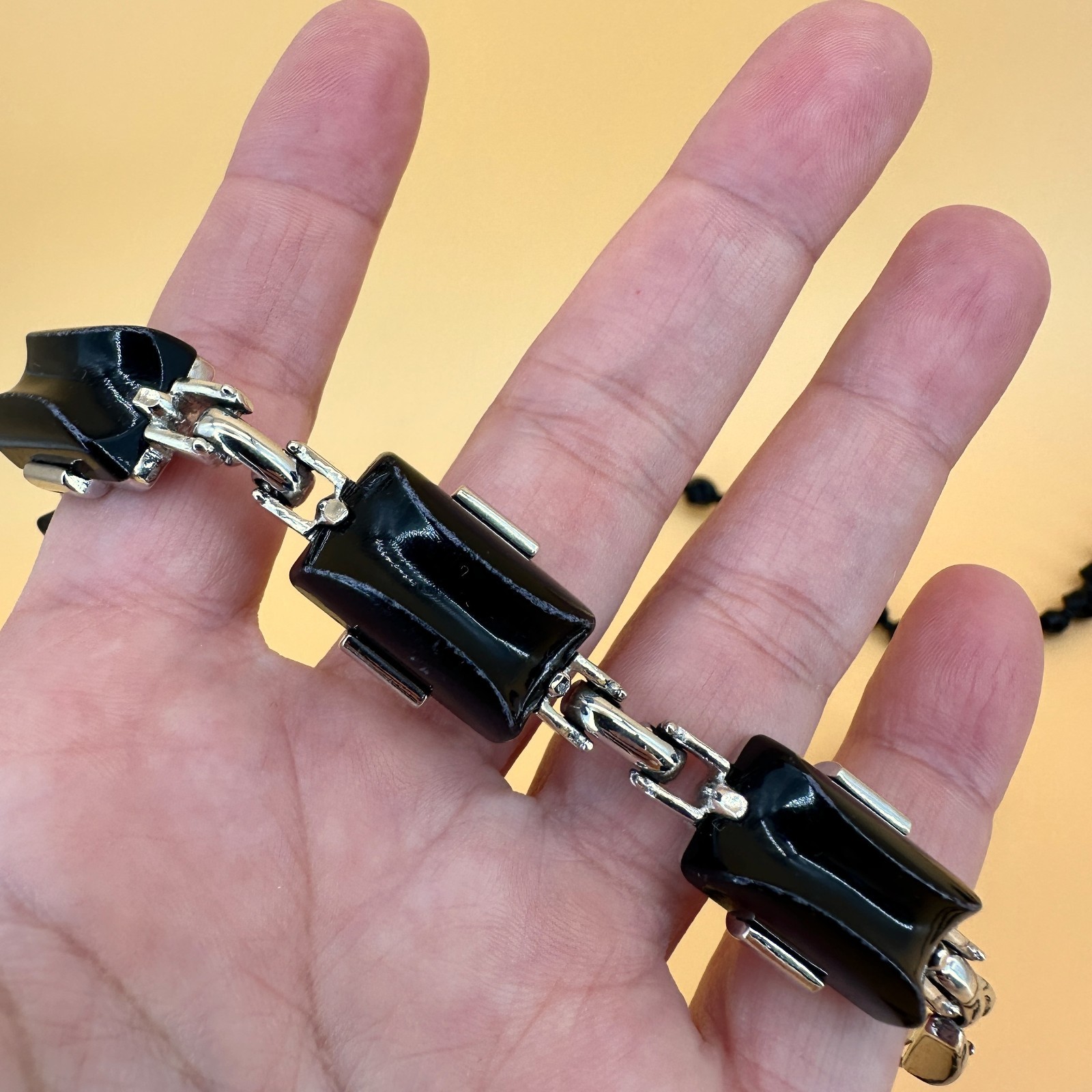 Vintage Black Acrylic Mix Jewelry Lot Earrings Necklaces Bracelets Faceted Bead