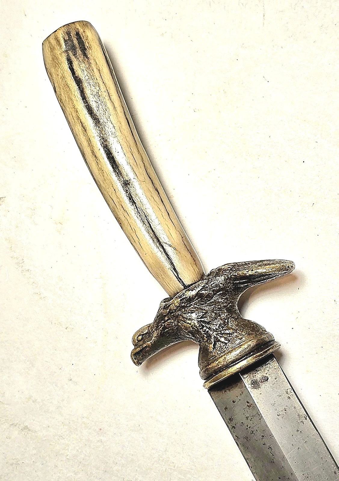 Antique 19th.c. Hand Made Antler Handled Dagger Of Likely American Origin