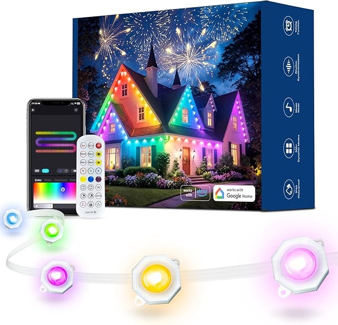 Permanent Outdoor Lights RGB+IC LED Smart Light App/Remote Control Holiday DIY