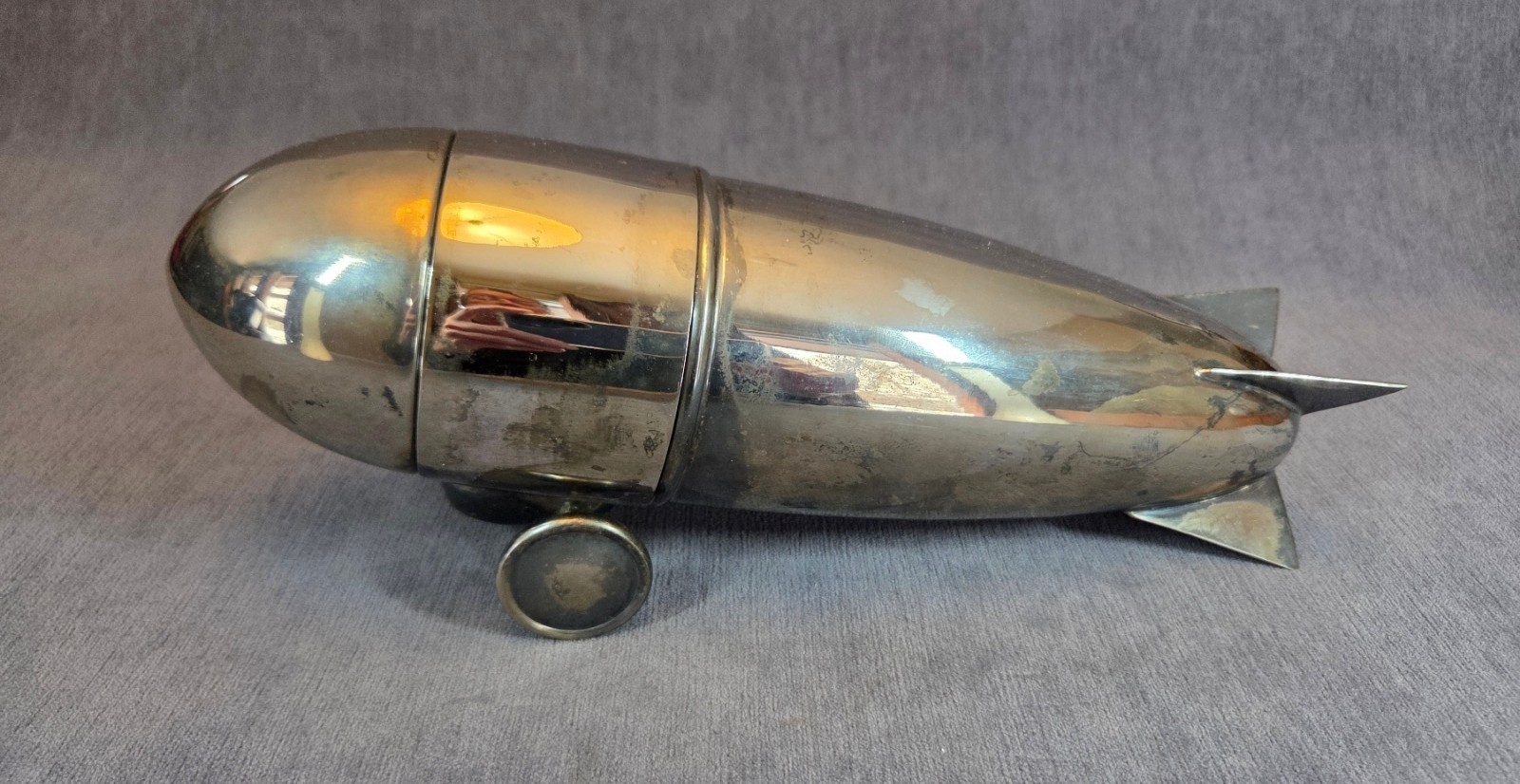 Vintage Silver-Plated Art Deco Style Zeppelin Cocktail Shaker
