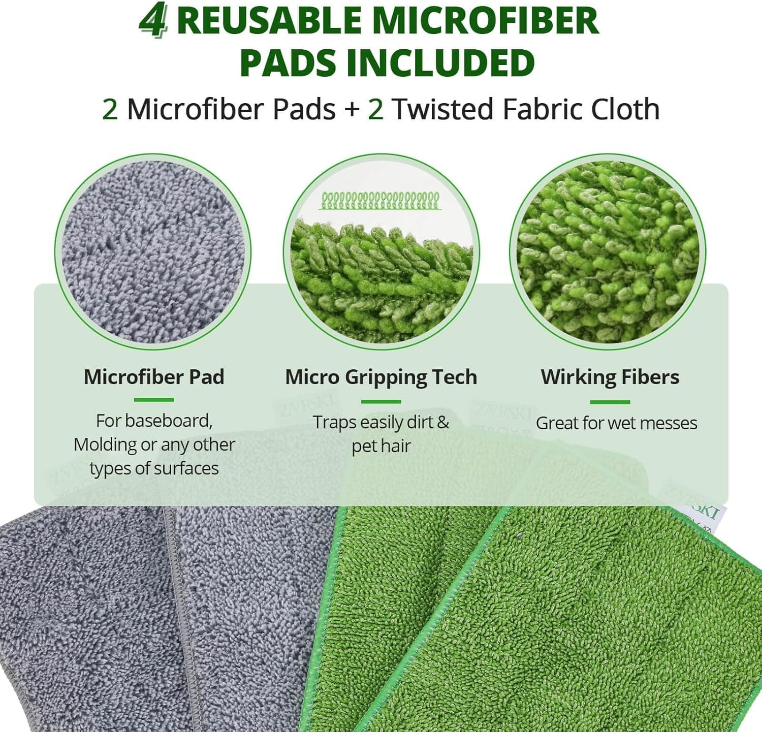 Baseboard Cleaner Tool with 4 Cleaning Pads for Walls ,Ceiling , Floor, Window