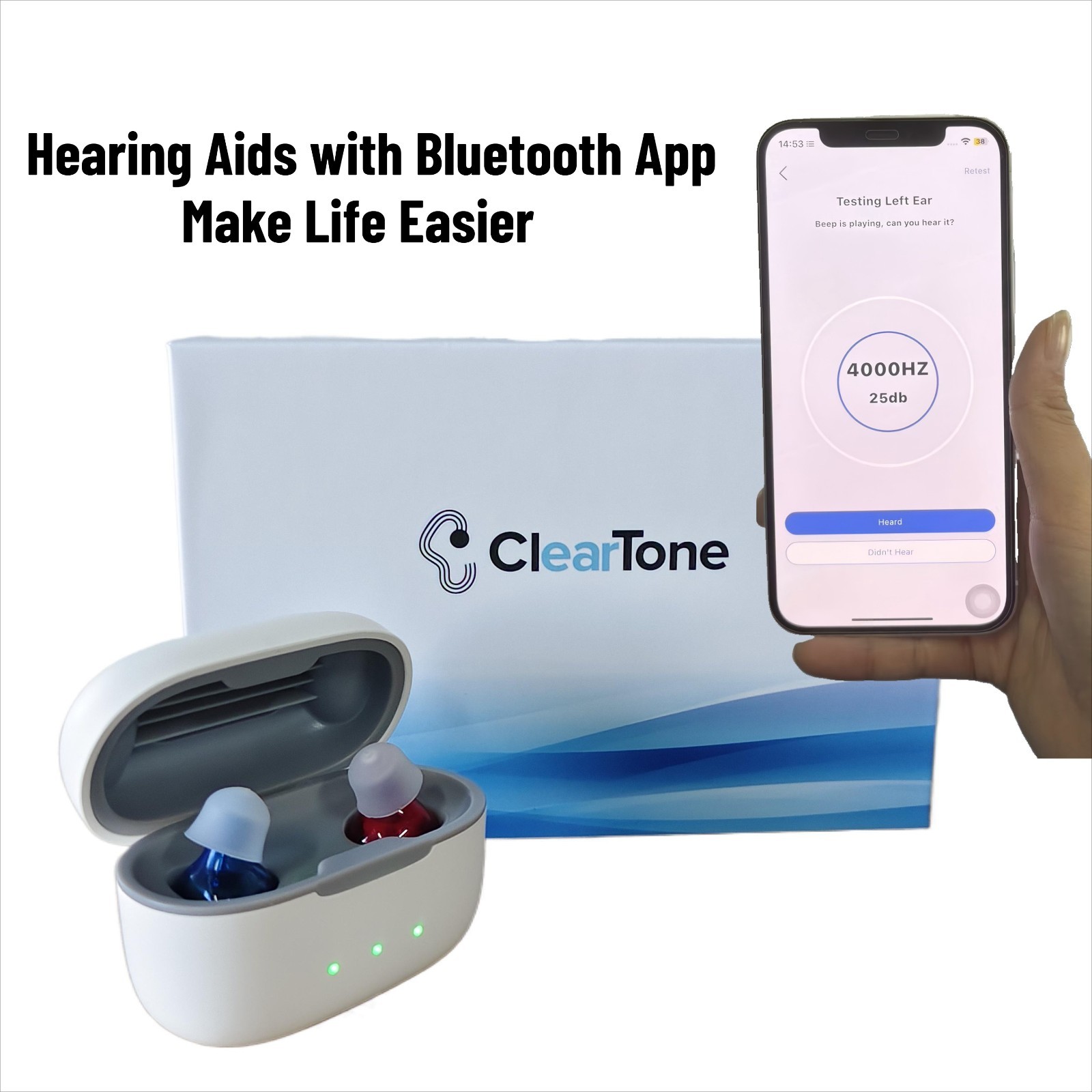 Bluetooth APP Control Hearing Aids Rechargeable For Seniors With Noise Reduction
