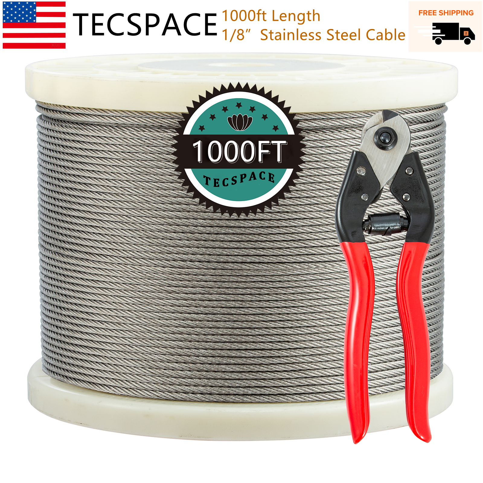 All New 1000ft Length 1/8” 316 Stainless Steel Wire Rope for Railing Decking