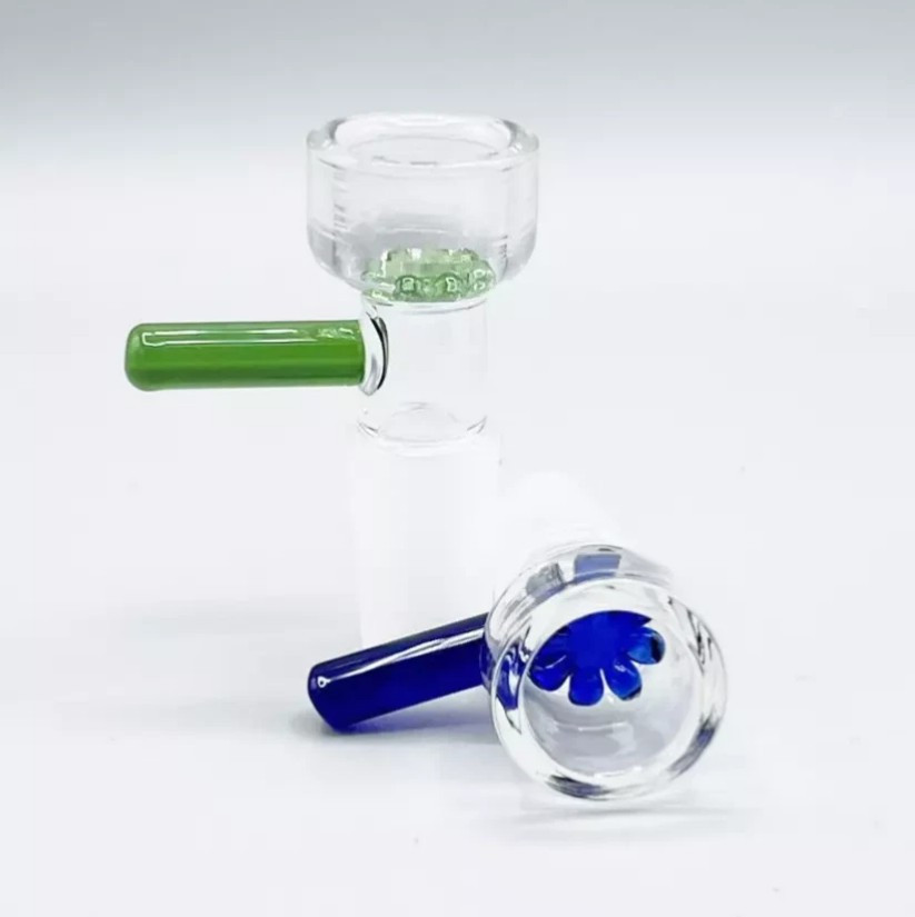2P 14mm Male Glass Slide Bowl With Snowflake Screen Head Piece For Glass Bong*=*