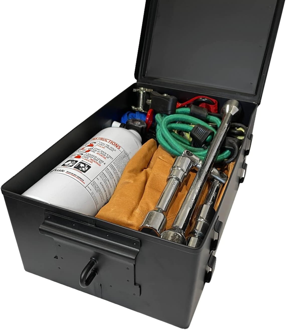 Heavy Duty Metal Ammo Can, Tactical Waterproof Lockable Ammo Crate, ( Black )