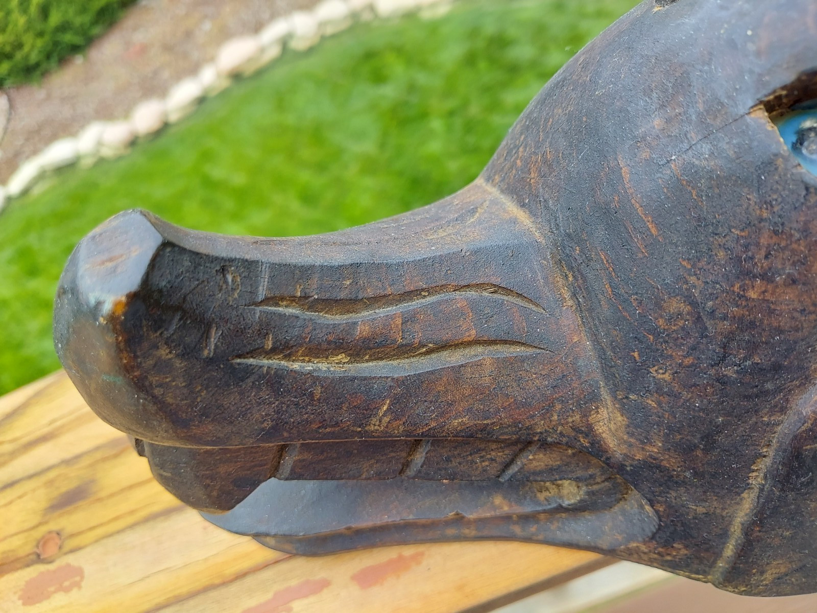 Vintage Mexico / Central American Carved WOLF Mask