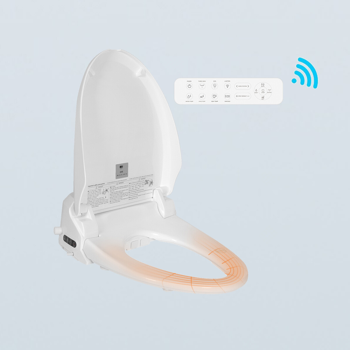 Elongated Bidet Electric Smart Toilet Seat White Wireless Remote Warm Seat NEW