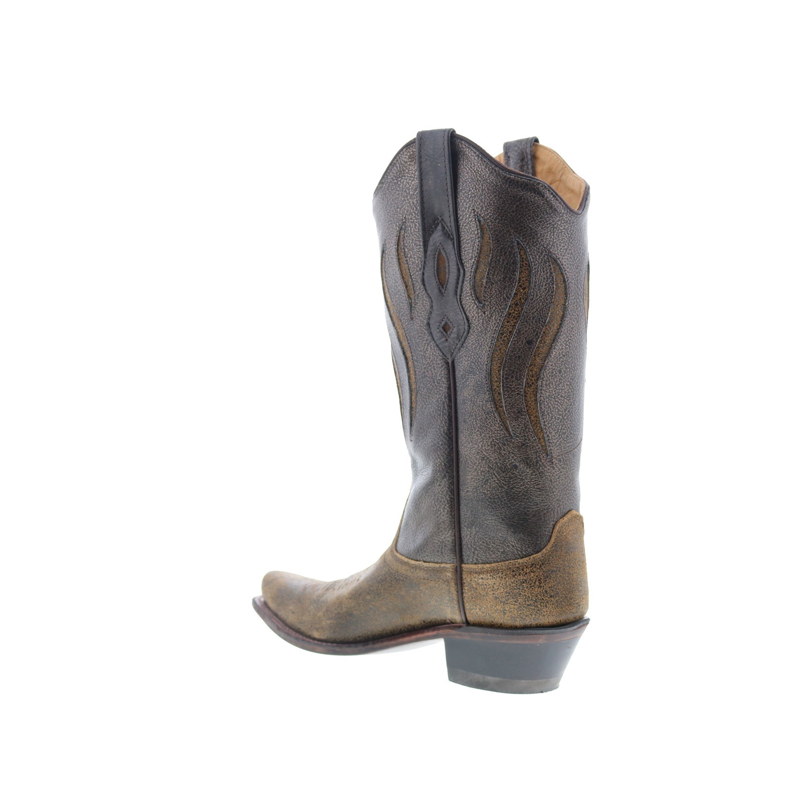 Jama Old West LF1524 Women's Brown Leather Slip-On Cowboy Boots