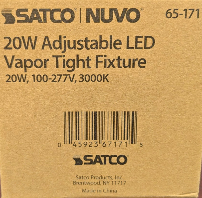 SATCO NUVO LIGHTING LED ADJUSTABLE VAPOR TIGHT GRAY 20W 100-277V 3000K 65-171