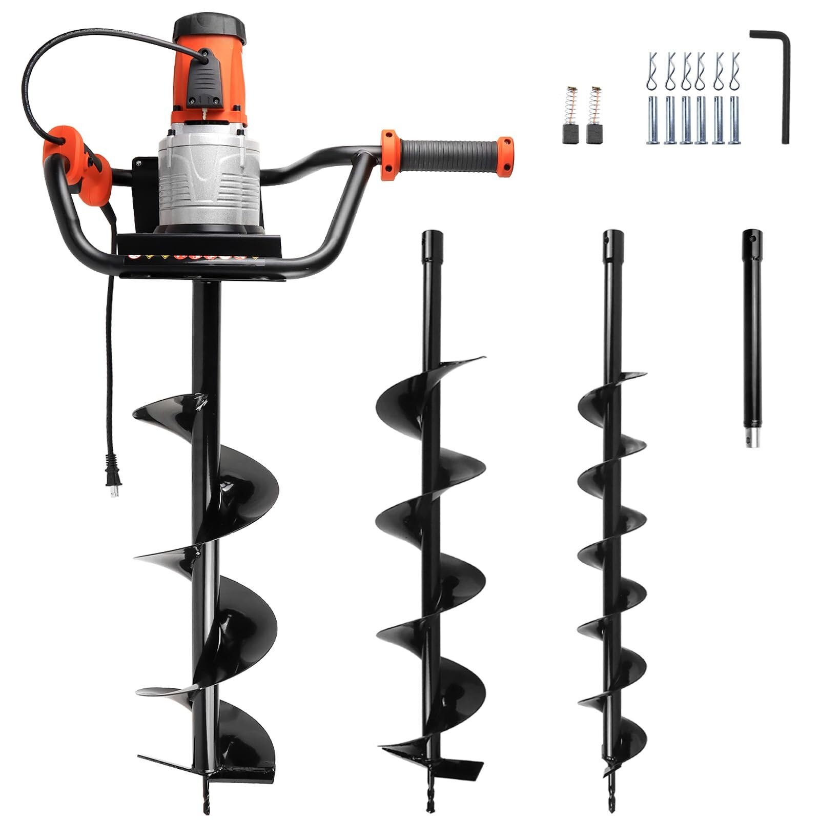 1700W Electric Post Hole Digger Earth Auger with 4"+ 6"+8" Digging Auger Bits
