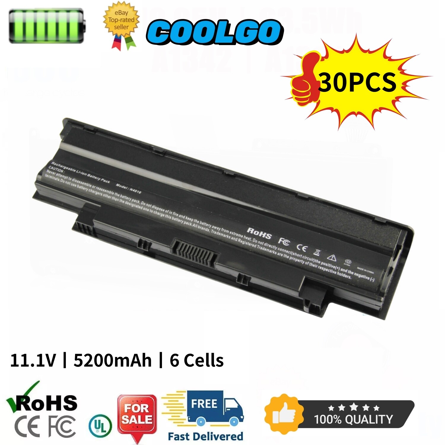 ✅Lot 30x J1KND Battery For Dell Inspiron N4010 M4110 N5010 Vostro 1440 1540 3450
