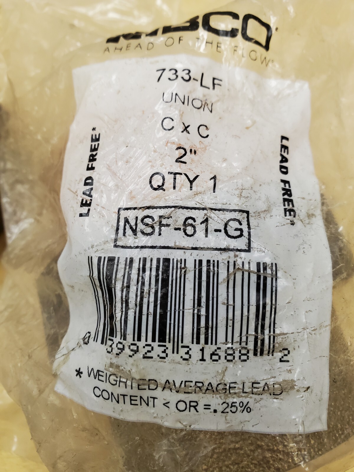 Nibco 733-LF 2" Copper/Brass Pipe Union NSF-61-G