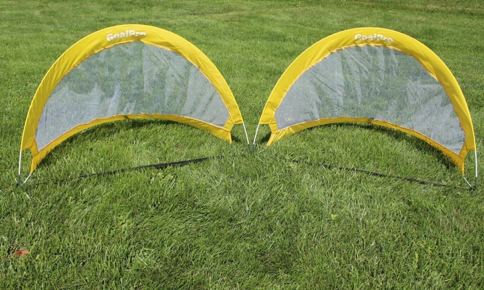 (2) NEW GOAL PRO® Portable Foldable SOCCER GOAL CHILD SOCCER GAME COACH YELLOW