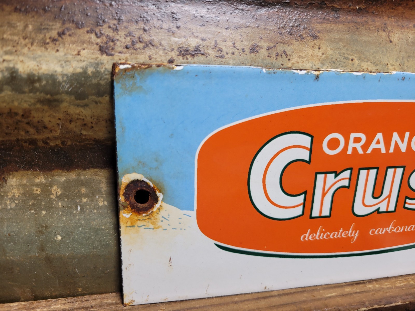 VINTAGE ORANGE CRUSH PORCELAIN SIGN OLD COLA SODA POP DRINK BEVERAGE BOTTLE SHOP