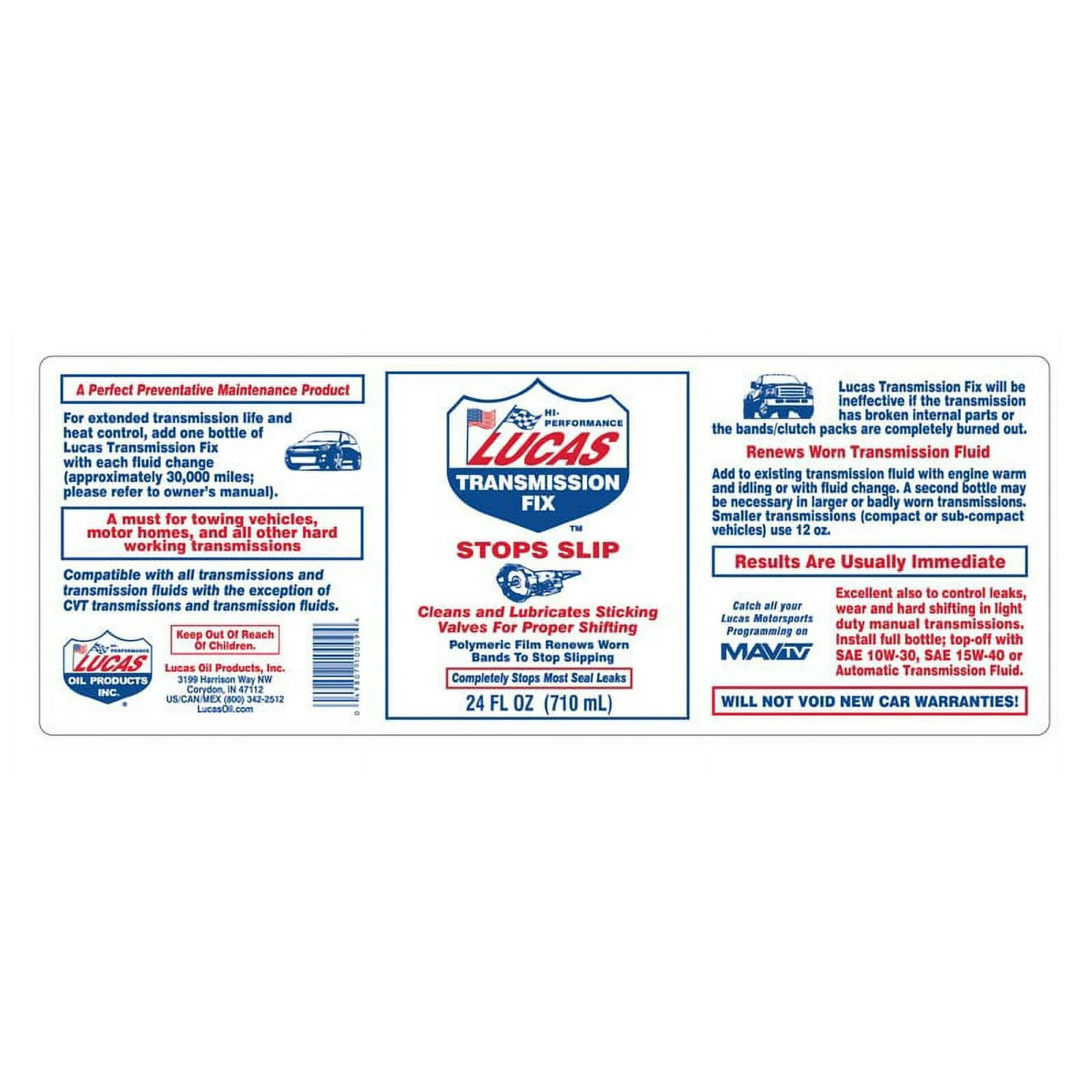 Lucas Oil 10009 Transmission Fix 24 Ounce - Stops Transmission Slips