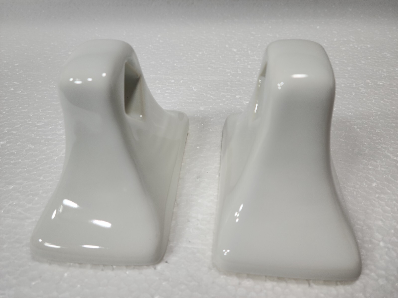 Vintage White Ceramic Towel Bar Rod Rack Post Holders Flat Back Glue over Tile