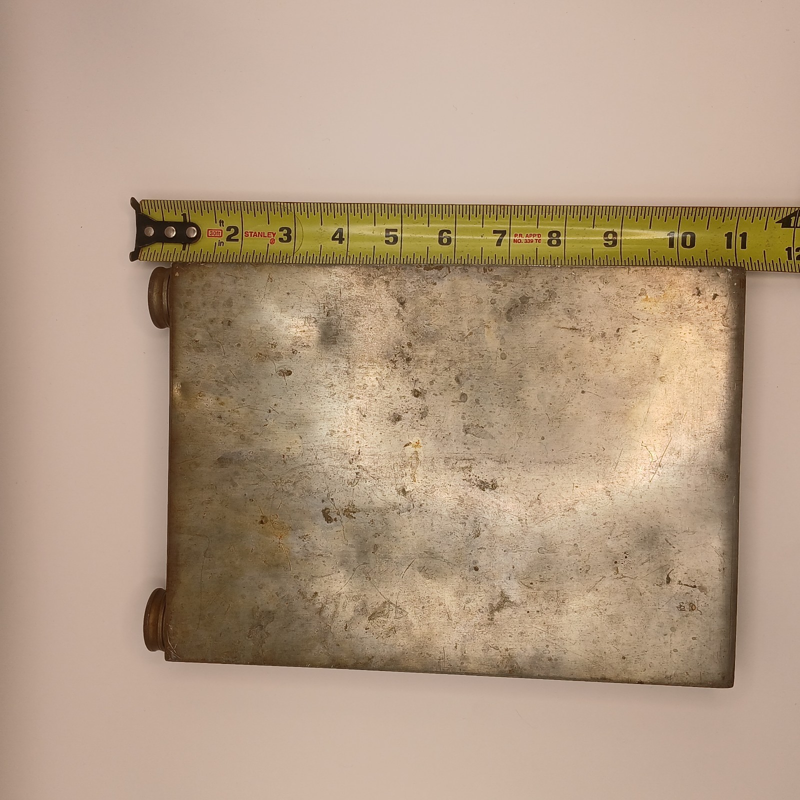 Early 1900s Abercrombie & Fitch Pewter Travel Slab Double Flask Rare Prohibition