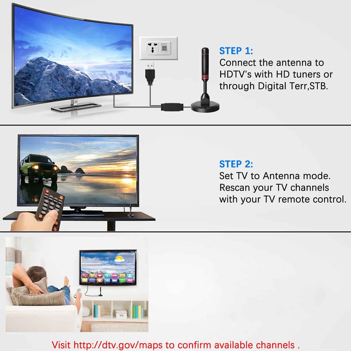 5600 Miles Digital TV Antenna 1080P 4K Waterproof HDTV Amplified Outdoor Indoor