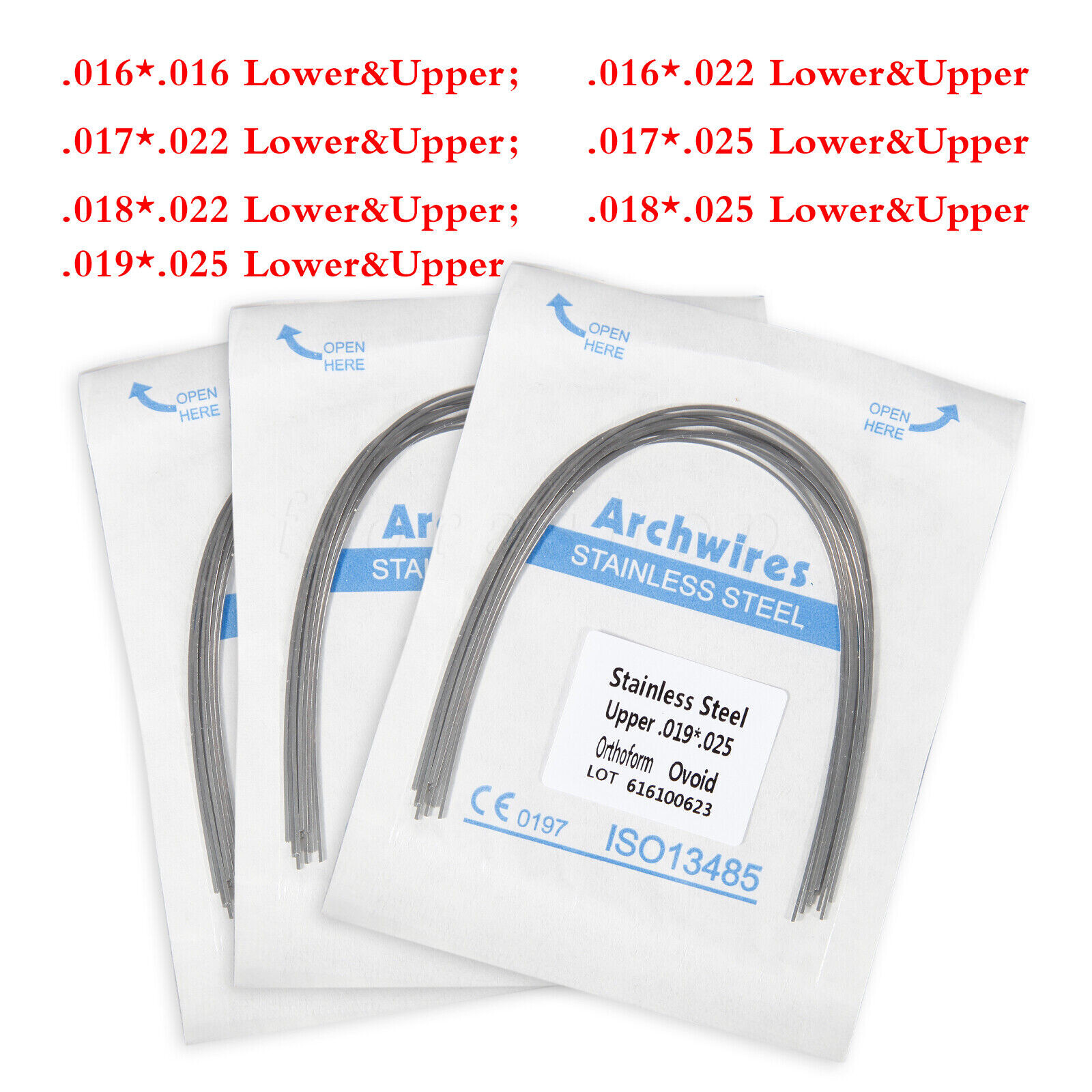 Arcos de Ortodoncia Dentales Alambre de Arco de Acero Inoxidable Rectangu