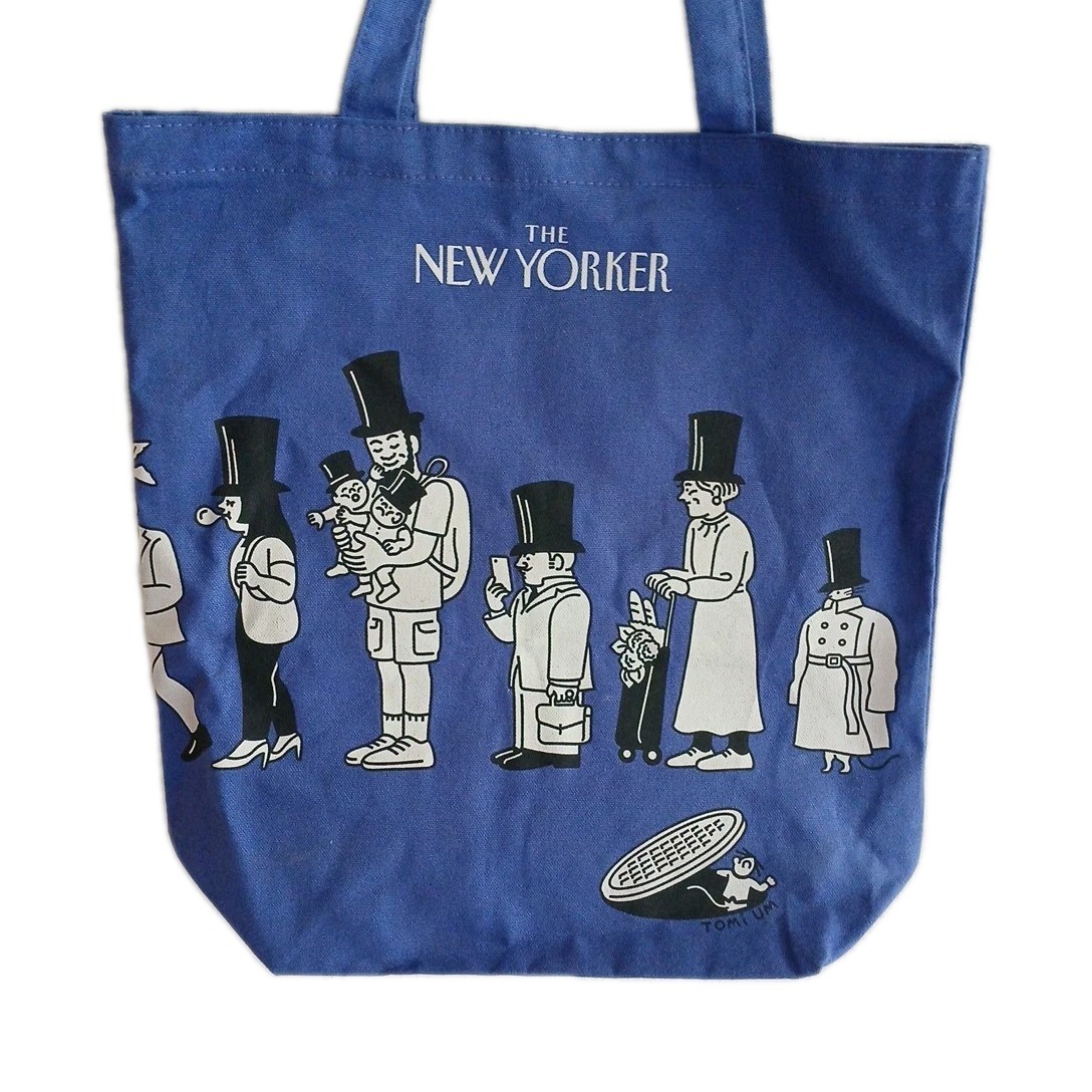 The New Yorker Magazine Periwinkle Blue Tote Canvas Bag Limited Tomi Um Hot Dog