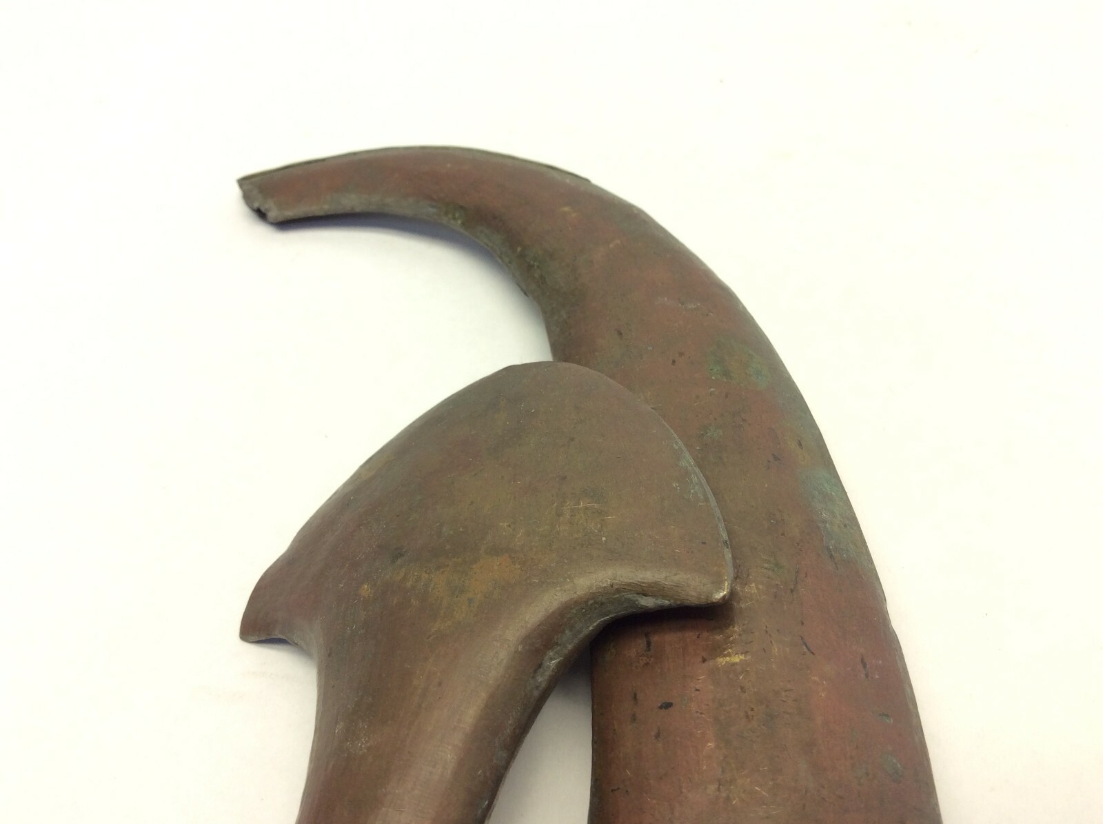 Antique Moroccan Koummya Dagger Brass & Silver Inlay Sheath Curved Blade