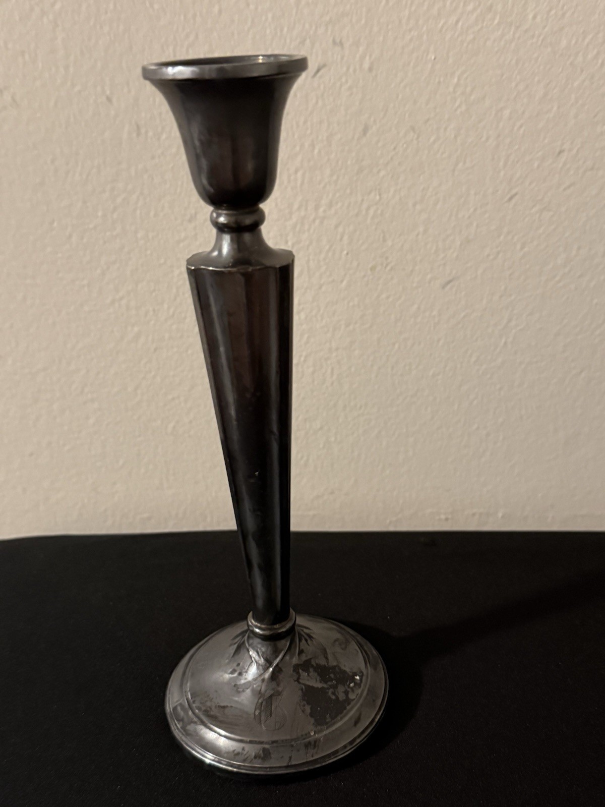 Vintage Sterling Silver Cemented Reinforced Candlestick Monogrammed