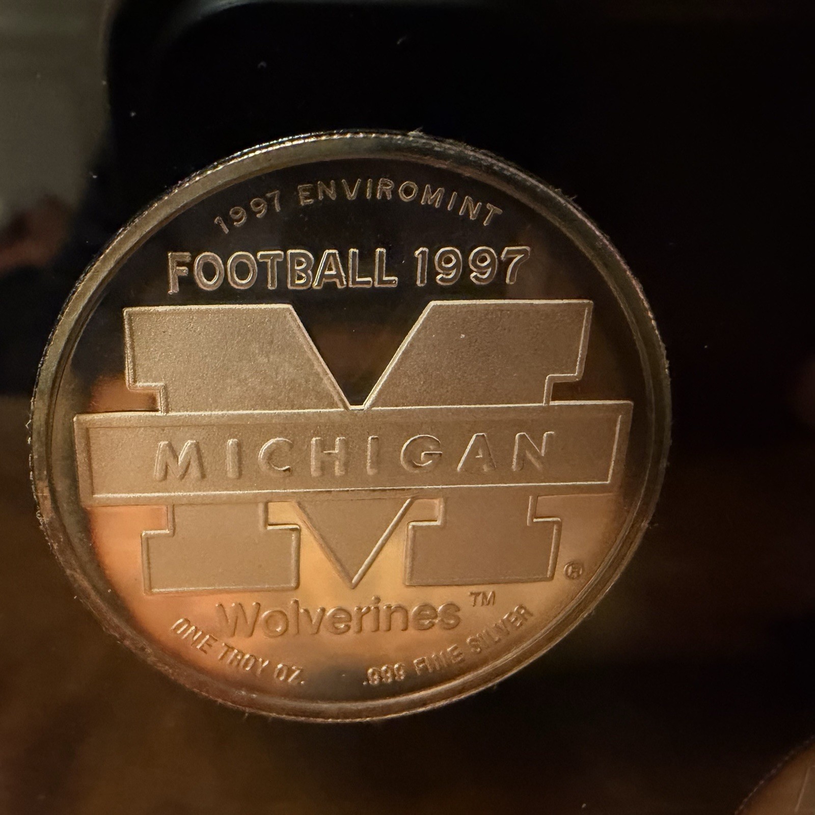 The University Of Michigan 1997 Flip Coin Proof Set 18/500 24KT Gold Pure Silver
