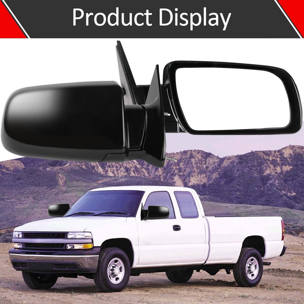 Side View Manual Fold Mirrors Pair For 1988-1998 GMC Chevy Pickup Truck Black