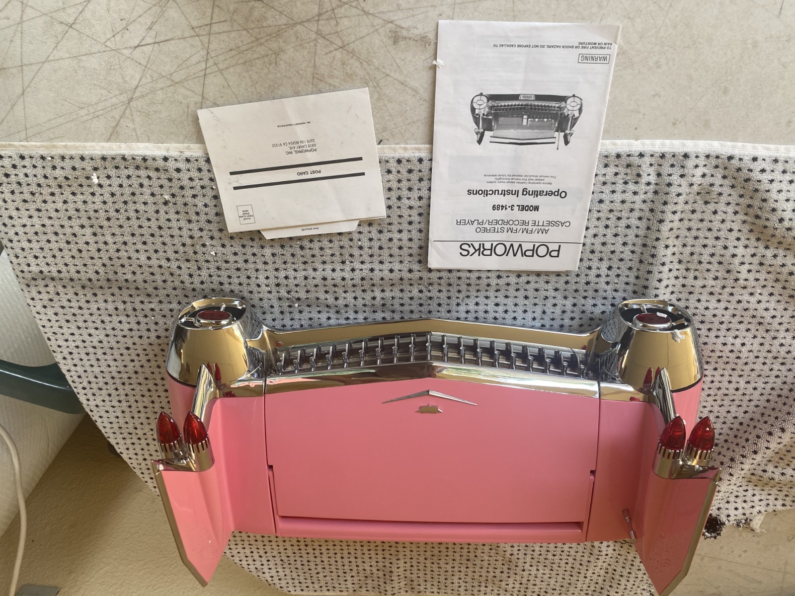 Vintage Boombox CADILLAC RADIO By Popworks 3-1489 Cassette AM FM ***SEE VIDEO***