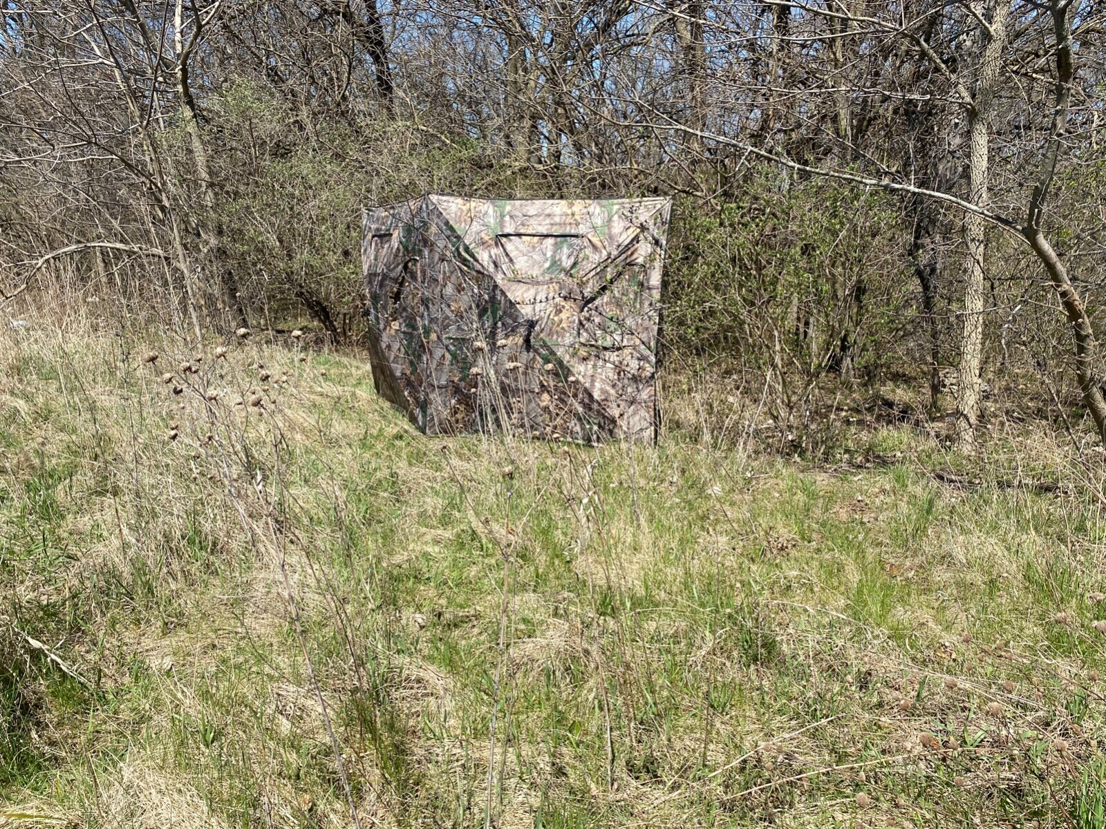 Turkey Hunting Blind Real Tree Camo Portable 2 Sided Hub Panel Stake Out Deer