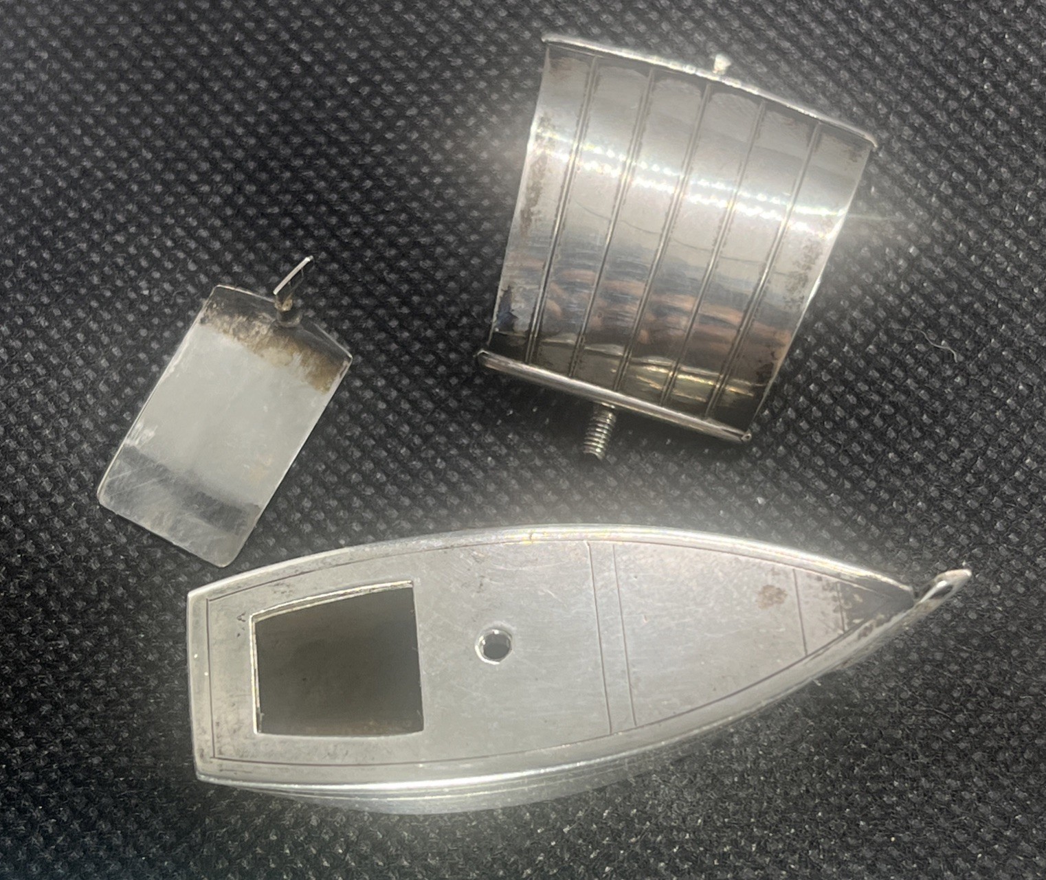 Antique Japanese 950 Sterling Silver Sailboats Salt & Pepper Shakers Set 6 Pc