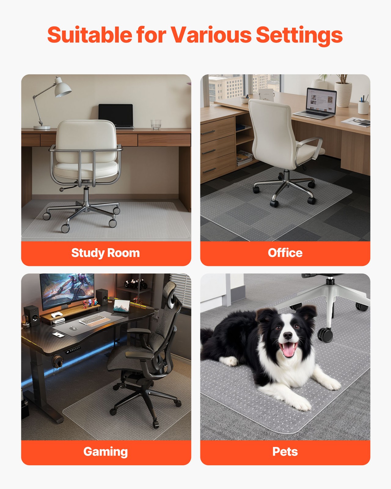 Chair Mat 36 x 48-inch Office Chair Mat for Carpeted Floors Rectangular