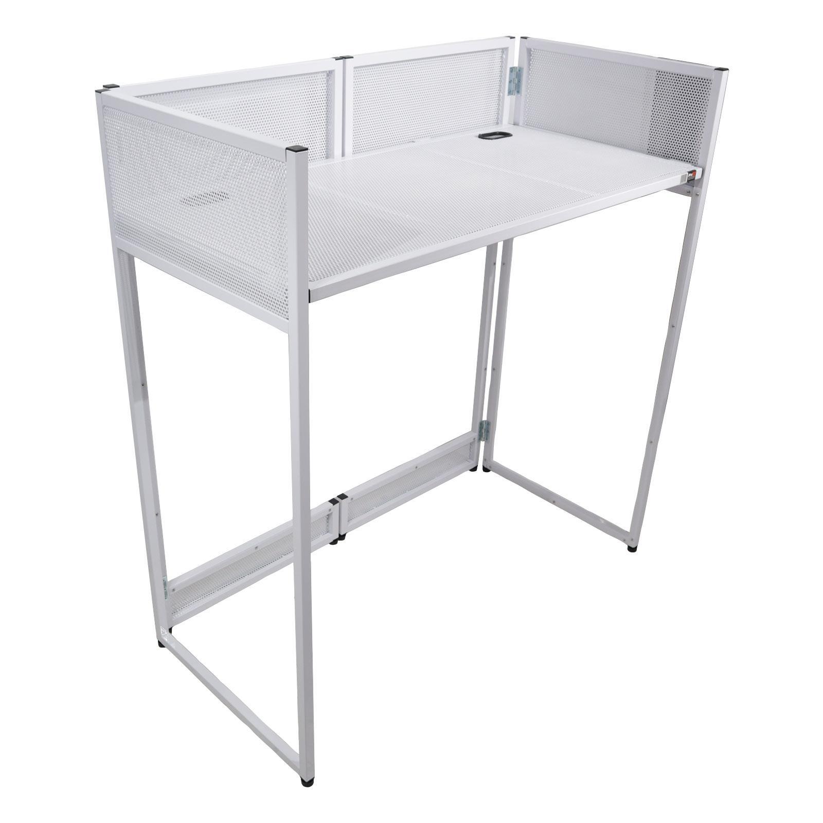 ProX XF-VISTA WH White Portable DJ Booth Facade Table Station w Scrim & Bag